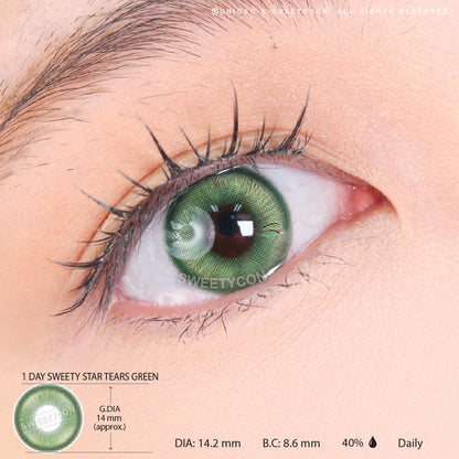 1 Day Sweety Star Tears Green (10 lenses/pack)