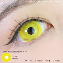 Load image into Gallery viewer, Sweety Mini Sclera 17mm UV Glow Yellow